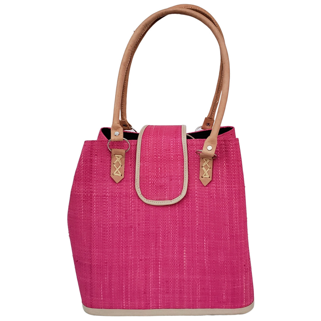 Rowena Raffia Bag-Hand Bag-The Raffia Boutique-Pink-Raffia and Leather-The Black Art Depot