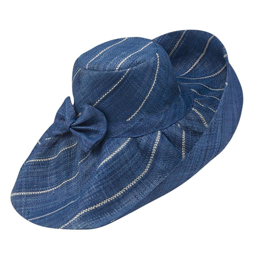 Adenta: Royal Blue and White Hand Woven Raffia Hat