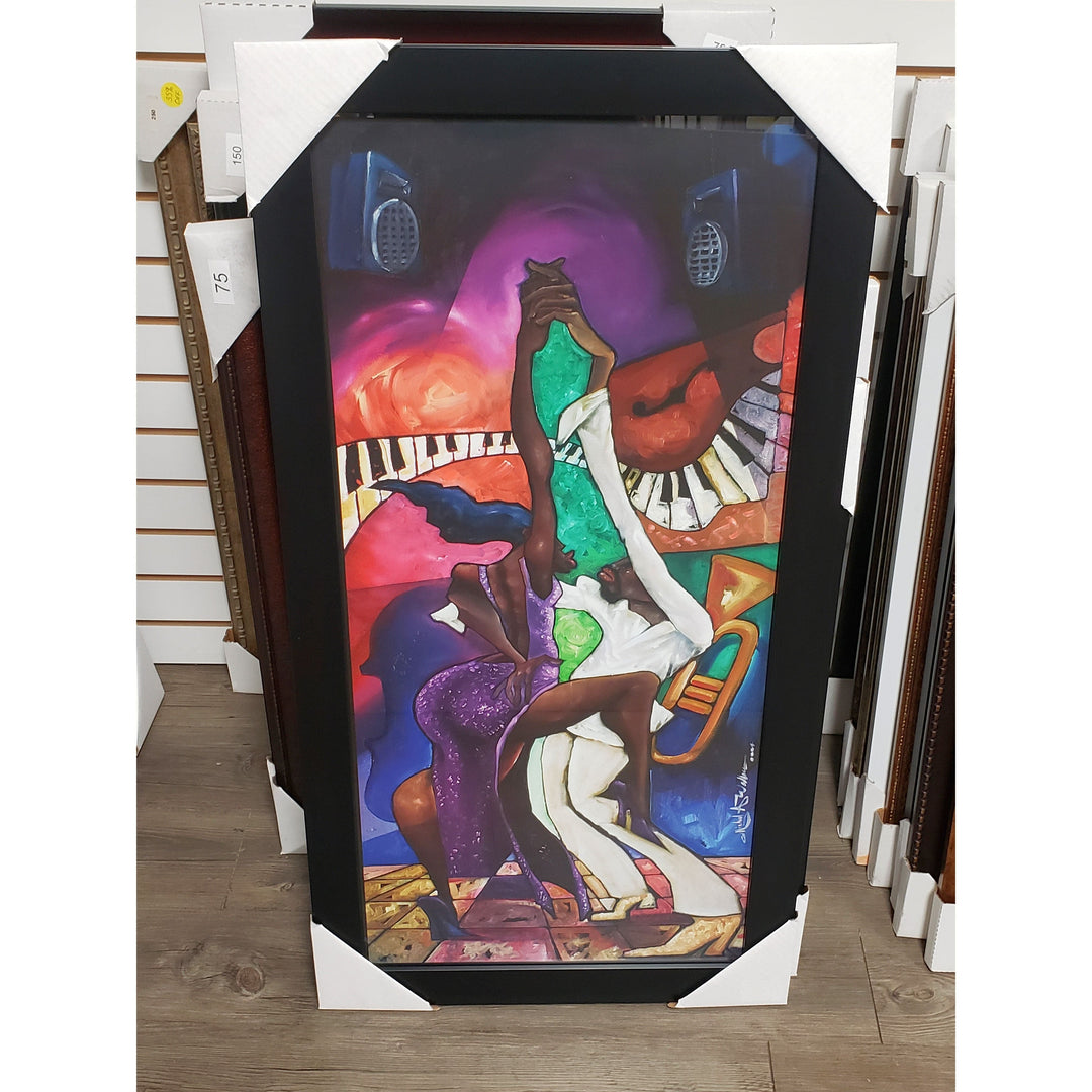 Salsa by Michael Wallace | Vibrant Afro-Caribbean Dance Art Print | 38 x 17¾" (Black Frame in Showroom)