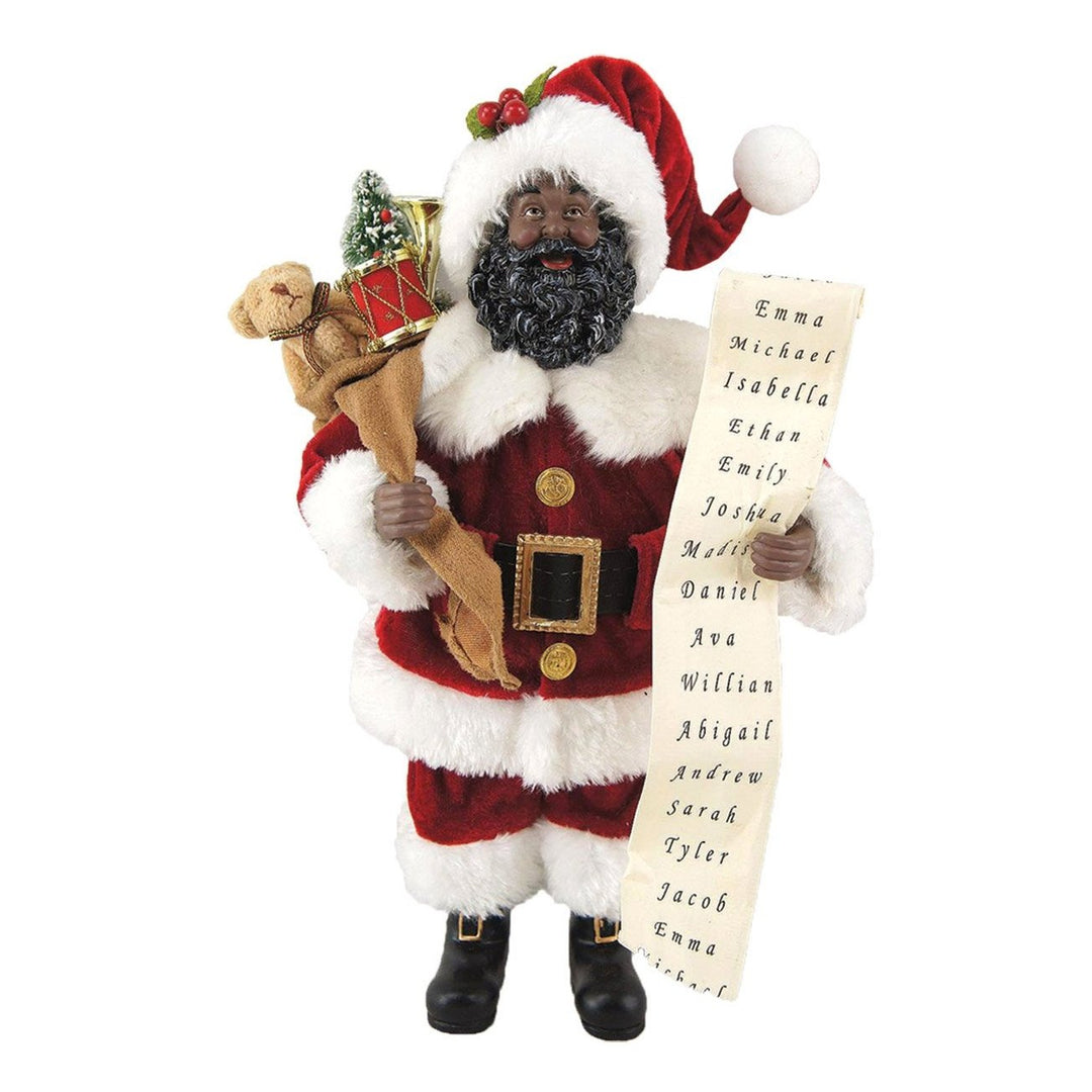 African American Santa Claus with List by Santa's Workshop