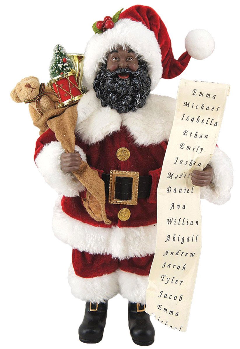 African American Santa Claus with List by Santa's Workshop