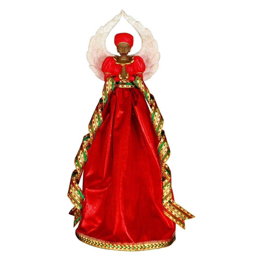 Serenity Angel: African American Christmas Tree Topper (Red)