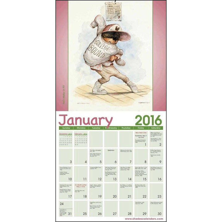 Shades of Color Kids: Art of Frank Morrison 2016 Black Art Calendar (Inside)