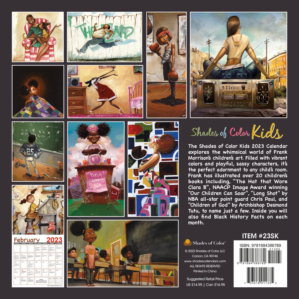 Shades of Color Kids: The Art of Frank Morrison 2023 African American Wall Calendar (Back Cover)