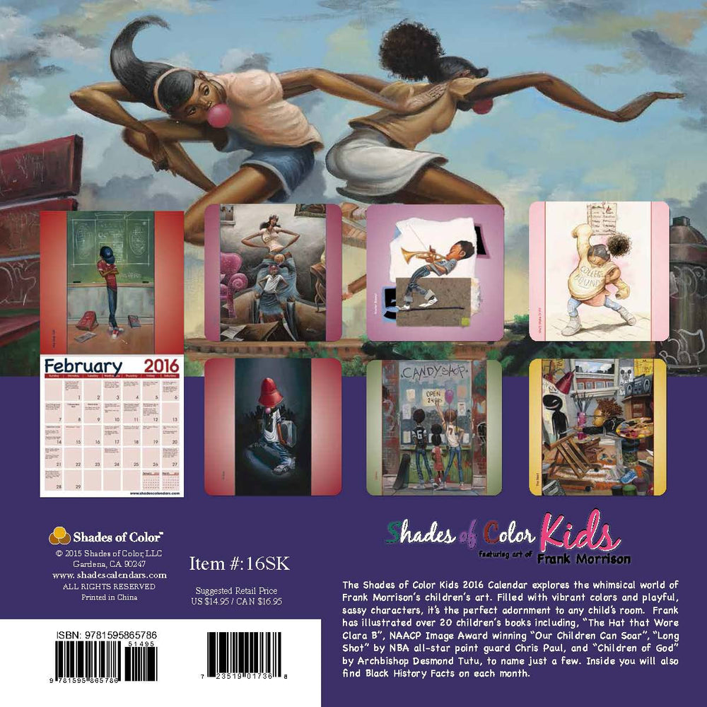 Shades of Color Kids: Art of Frank Morrison 2016 Black Art Calendar (Back)