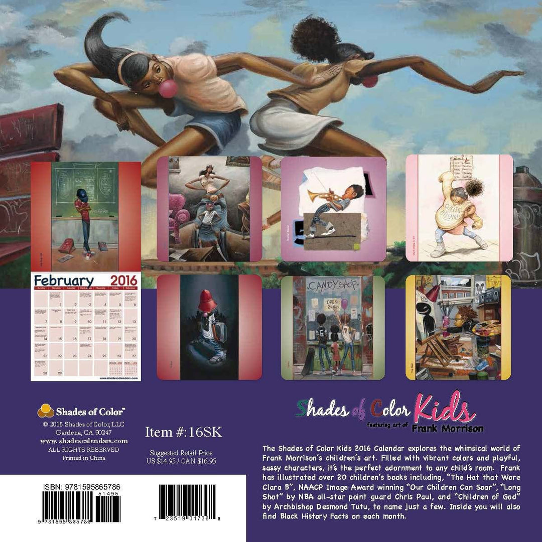 Shades of Color Kids: Art of Frank Morrison 2016 Black Art Calendar (Back)