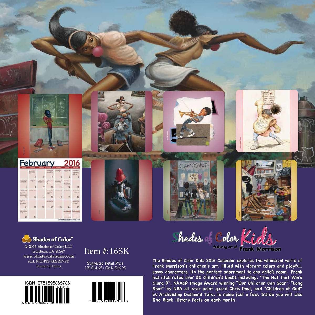 2 of 4: Shades of Color Kids: Art of Frank Morrison 2016 Black Art Calendar (Back)