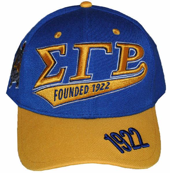 Sigma Gamma Rho 1922 Royal Blue and Gold Baseball Cap by Big Boy Headgear (Front)