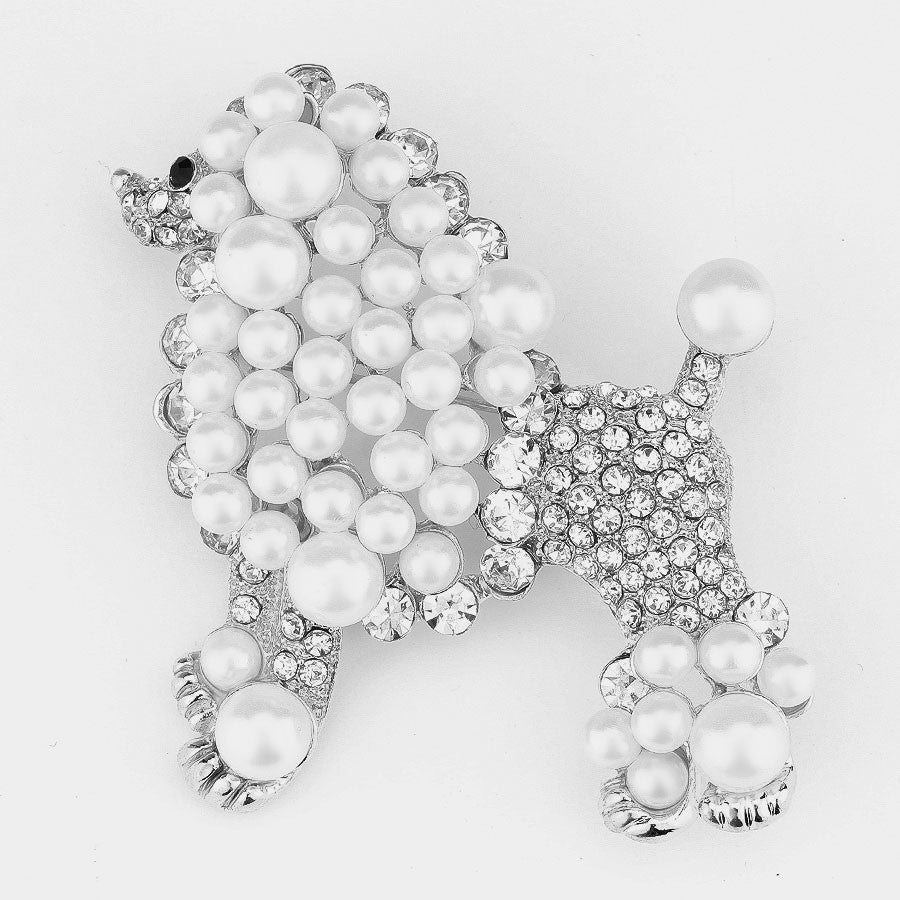 3 of 4: Silver Toned Sigma Gamma Rho Pretty Poodle Brooch (Front)