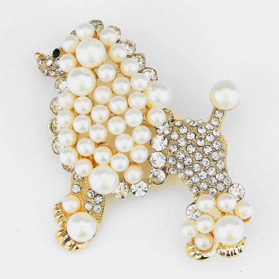 1 of 4: Gold Toned Sigma Gamma Rho Pretty Poodle Brooch (Front)