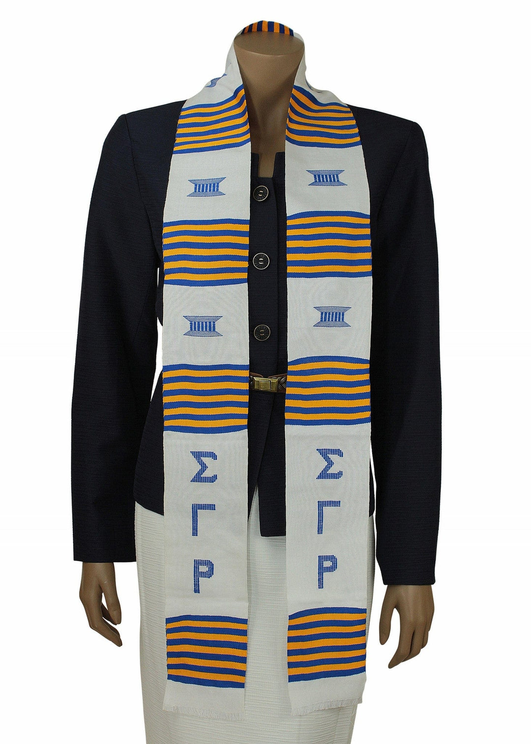 Sigma Gamma Rho White Kente Stole by Gold Coast Africa