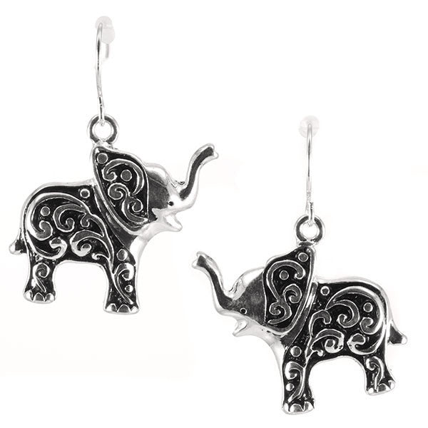 Silver Toned Baby Elephant Earrings by Elephant Boutique