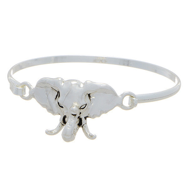 Silver Toned Elephant Bangle Bracelet