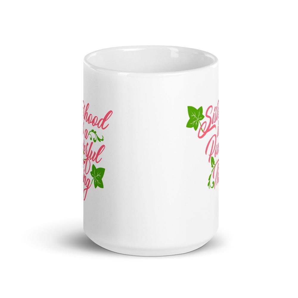 Sisterhood is a Powerful Thing: Alpha Kappa Alpha Inspired Ceramic Mug (15 ounce)