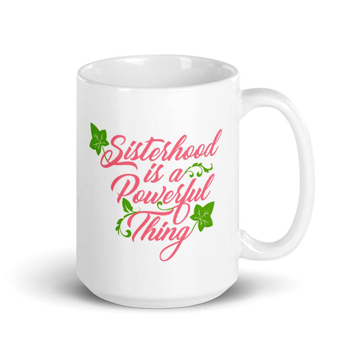 Sisterhood is a Powerful Thing: Alpha Kappa Alpha Inspired Ceramic Mug (15 ounce)