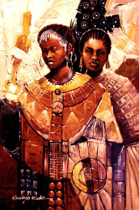 Adorned Ceremonial African Sisters by Kanayo Ede
