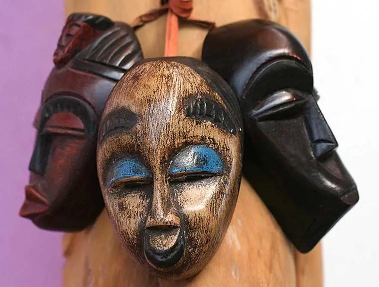 So Happy: Authentic African Hand Made Miniature Mask Set by Victor Delanyo