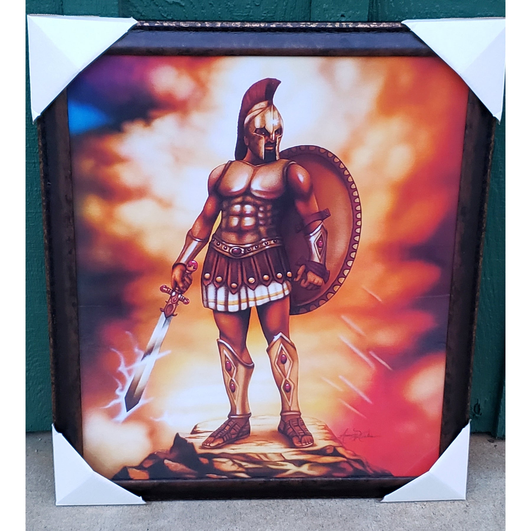 2 of 2: Spiritual Armor-Art-Aaron and Alan Hicks-20x24 inches-Brown Frame with Gold Accents-The Black Art Depot
