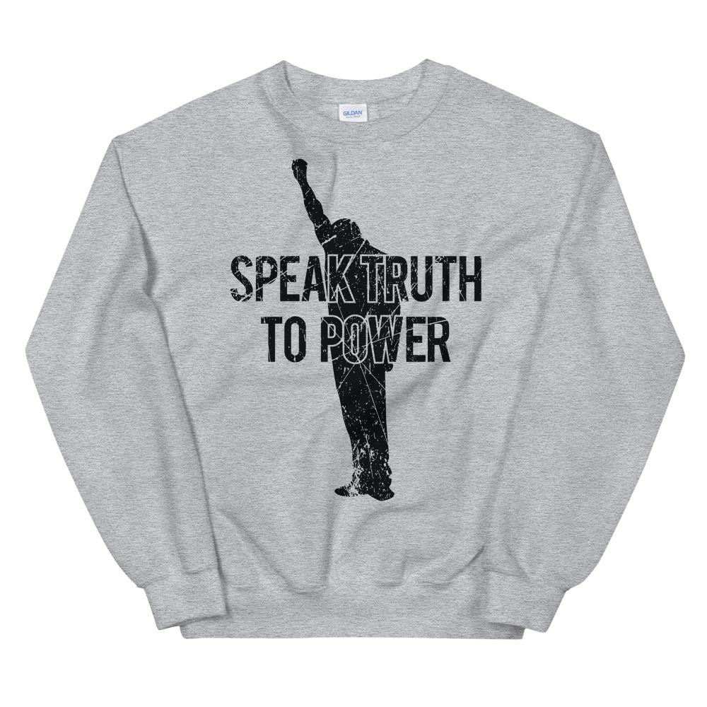 Speak Truth to Power: African American Unisex Sweatshirt by RBG Forever (Grey)