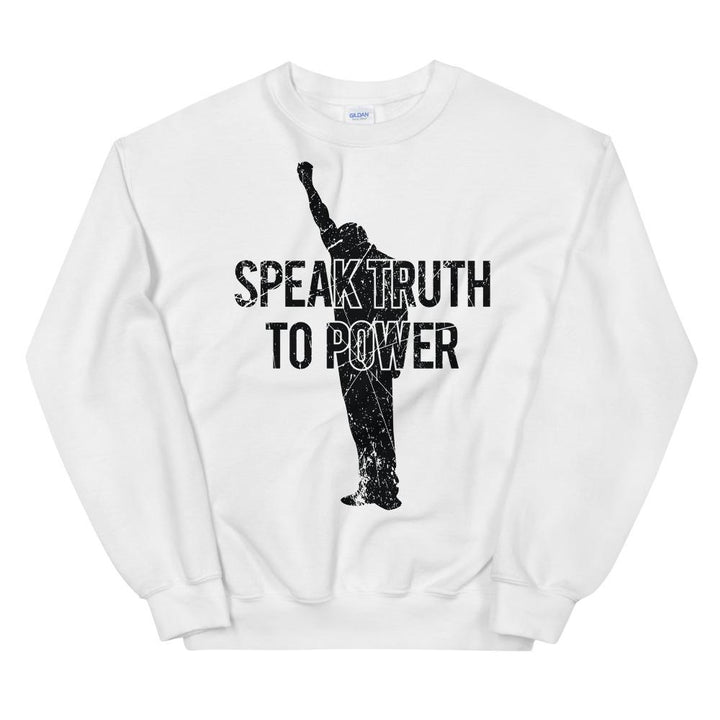 Speak Truth to Power: African American Unisex Sweatshirt by RBG Forever (White)