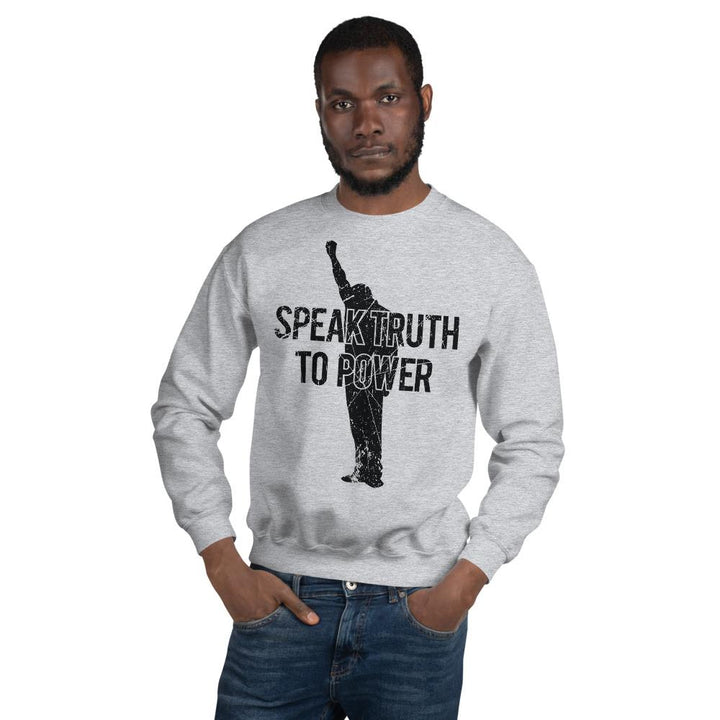 Speak Truth to Power: African American Unisex Sweatshirt by RBG Forever (Grey)