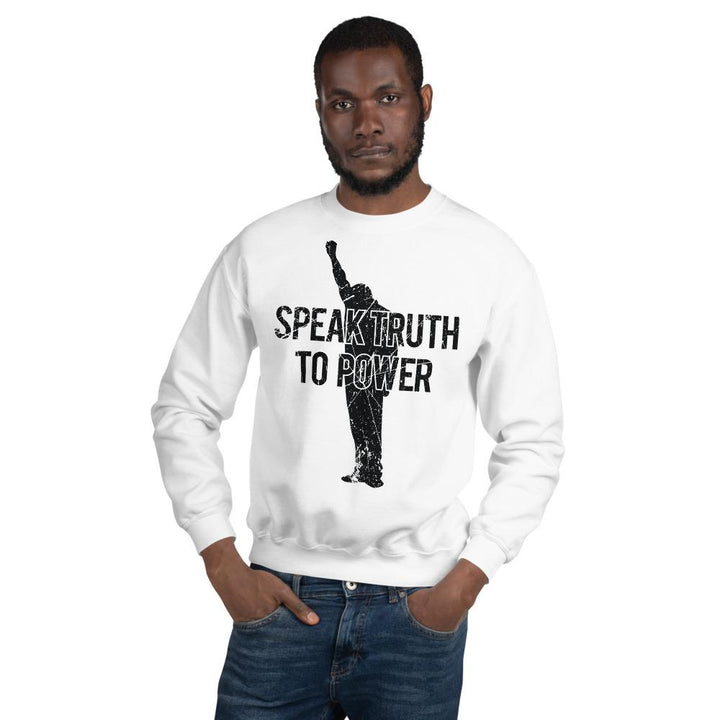 Speak Truth to Power: African American Unisex Sweatshirt by RBG Forever (White)