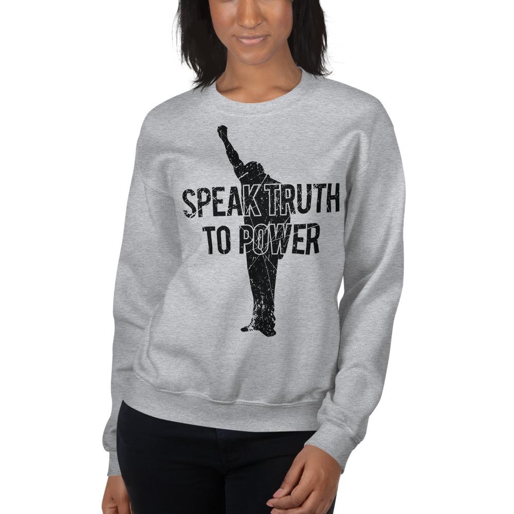Speak Truth to Power: African American Unisex Sweatshirt by RBG Forever (Grey)