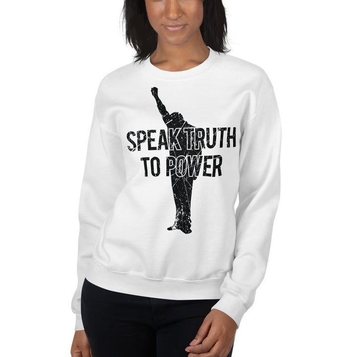 Speak Truth to Power: African American Unisex Sweatshirt by RBG Forever (White)