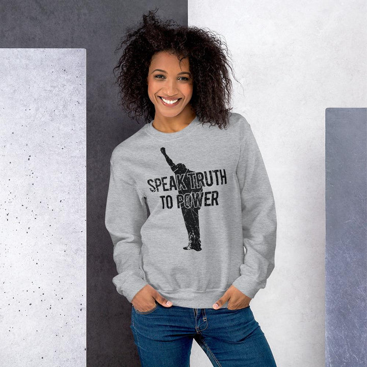 Speak Truth to Power: African American Unisex Sweatshirt by RBG Forever (Grey)