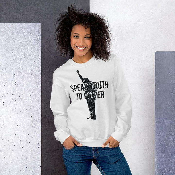 Speak Truth to Power: African American Unisex Sweatshirt by RBG Forever (White)