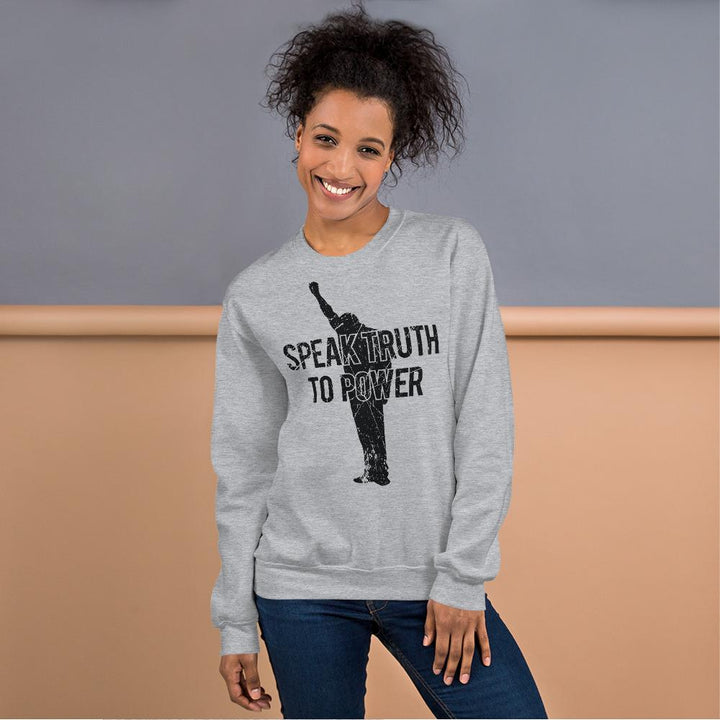 Speak Truth to Power: African American Unisex Sweatshirt by RBG Forever (Grey)