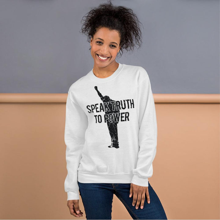 Speak Truth to Power: African American Unisex Sweatshirt by RBG Forever (White)