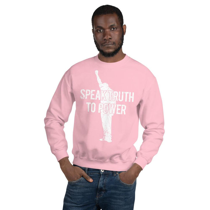 Speak Truth to Power: African American Unisex Sweatshirt by RBG Forever (Light Pink)