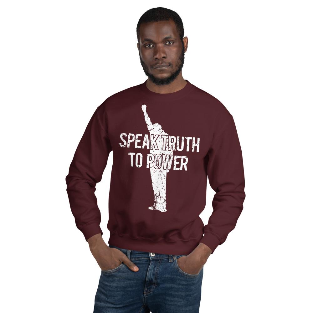Speak Truth to Power: African American Unisex Sweatshirt by RBG Forever (Maroon)