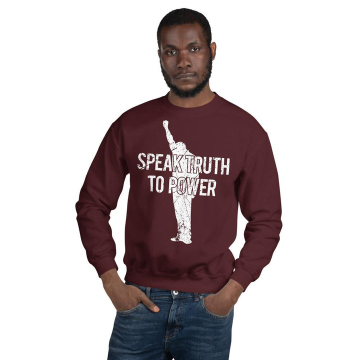 Speak Truth to Power: African American Unisex Sweatshirt by RBG Forever (Maroon)