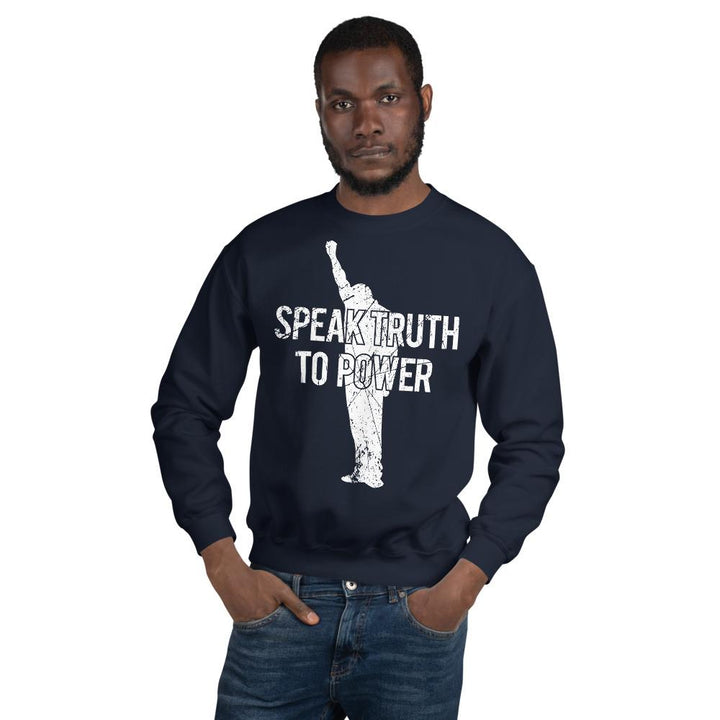 Speak Truth to Power: African American Unisex Sweatshirt by RBG Forever (Navy)