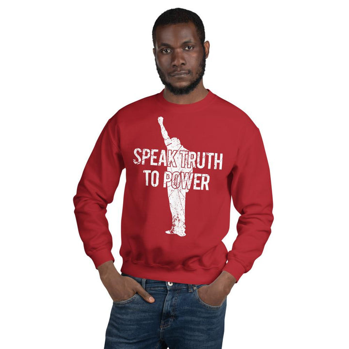 Speak Truth to Power: African American Unisex Sweatshirt by RBG Forever (Red)