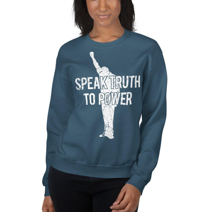 Speak Truth to Power: African American Unisex Sweatshirt by RBG Forever (Indigo)