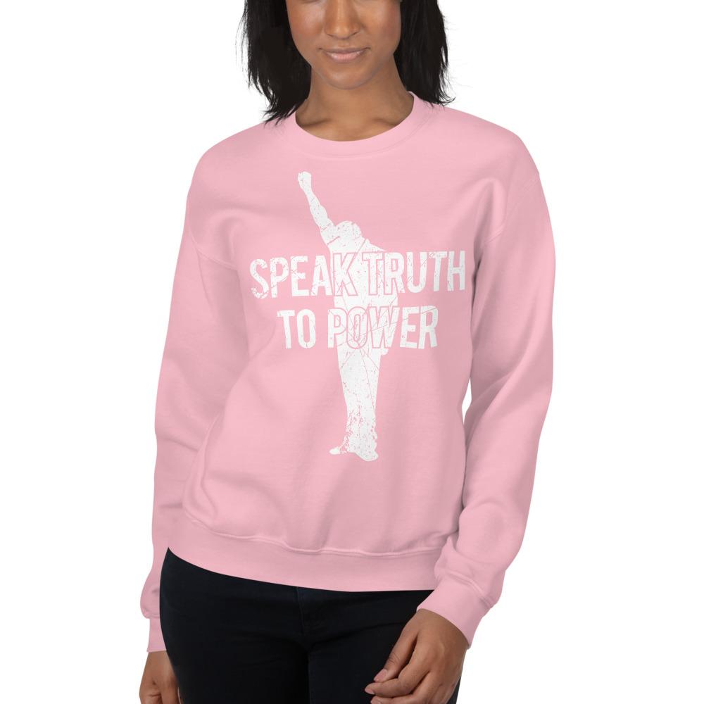 Speak Truth to Power: African American Unisex Sweatshirt by RBG Forever (Light Pink)