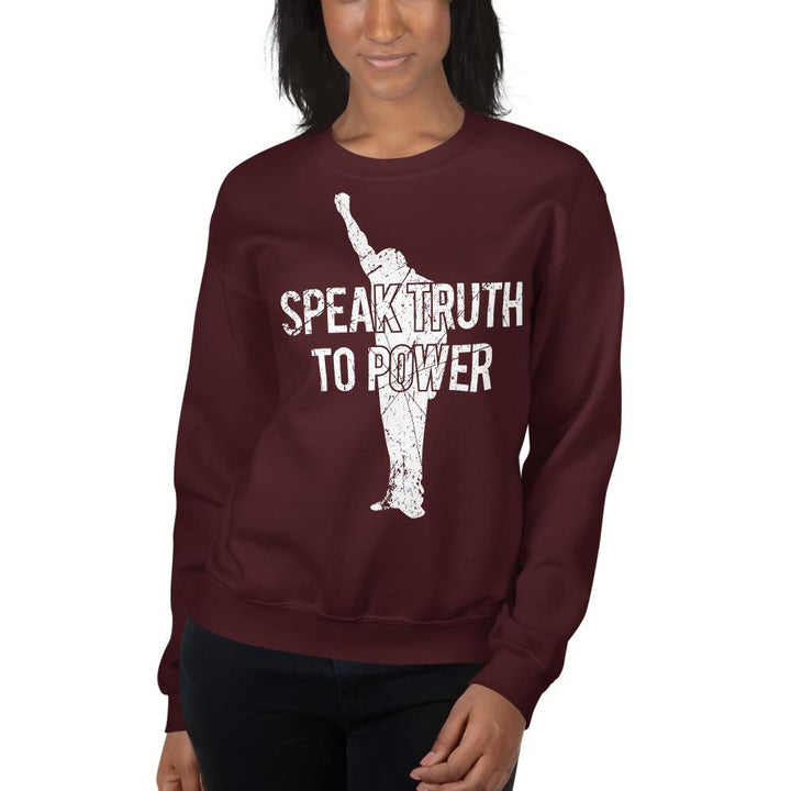 Speak Truth to Power: African American Unisex Sweatshirt by RBG Forever (Maroon)