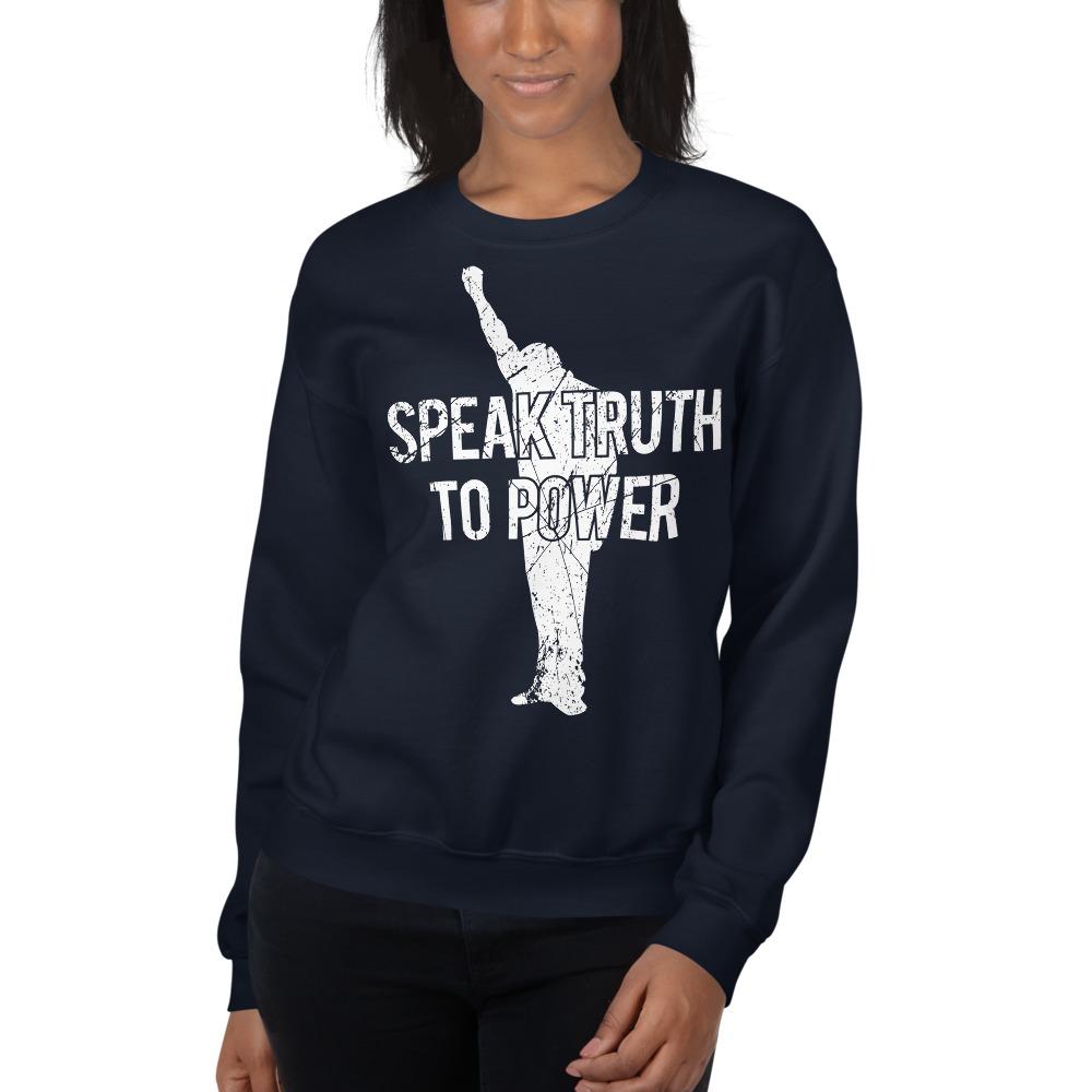 Speak Truth to Power: African American Unisex Sweatshirt by RBG Forever (Navy)