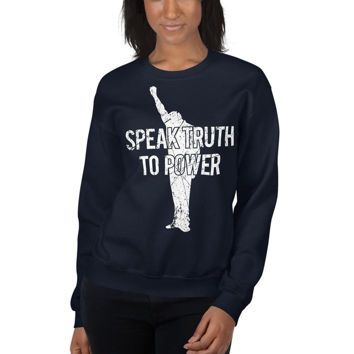Speak Truth to Power: African American Unisex Sweatshirt by RBG Forever (Navy)