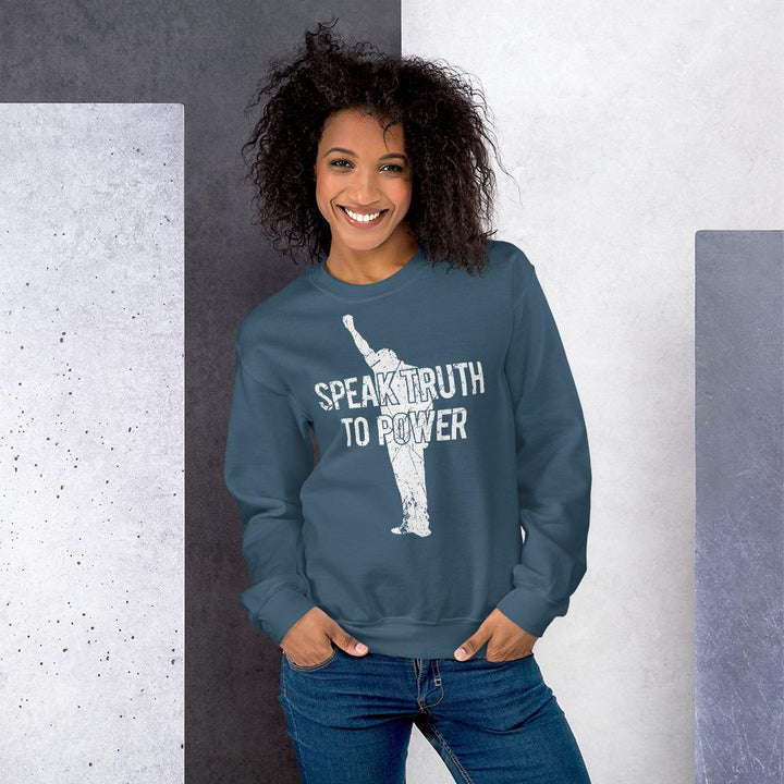 Speak Truth to Power: African American Unisex Sweatshirt by RBG Forever (Indigo)