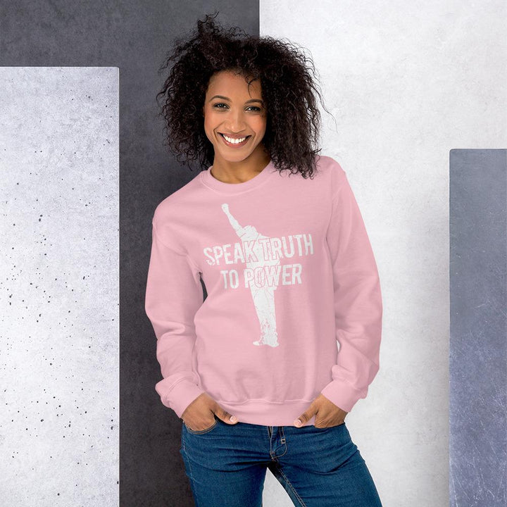 Speak Truth to Power: African American Unisex Sweatshirt by RBG Forever (Light Pink)