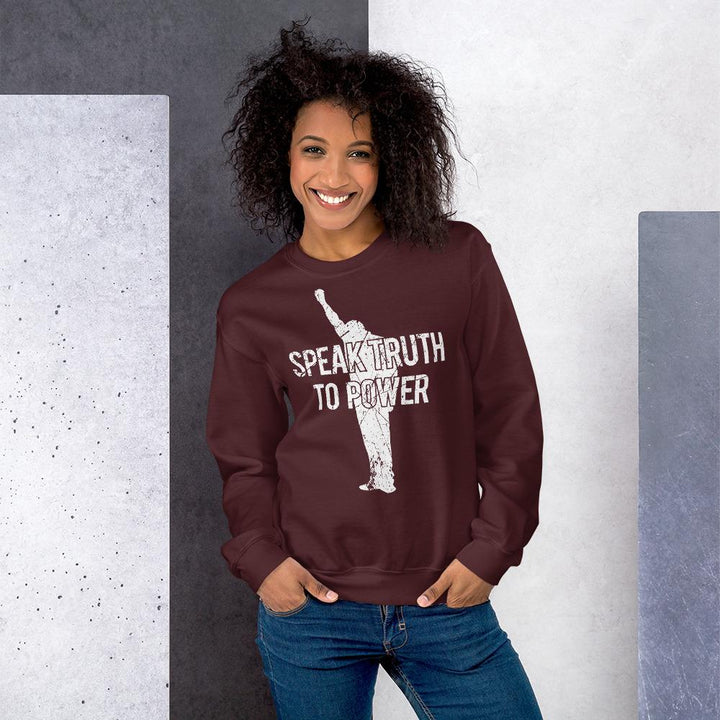 Speak Truth to Power: African American Unisex Sweatshirt by RBG Forever (Maroon)