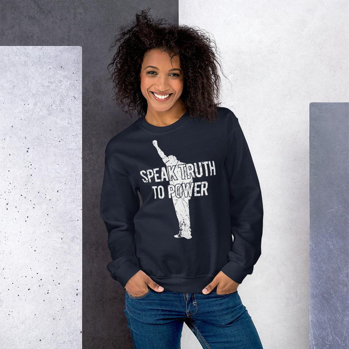 Speak Truth to Power: African American Unisex Sweatshirt by RBG Forever (Navy)