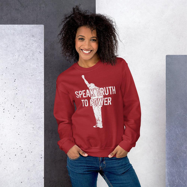 Speak Truth to Power: African American Unisex Sweatshirt by RBG Forever (Red)