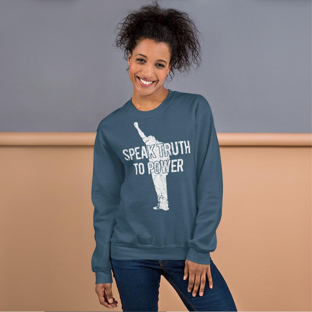 Speak Truth to Power: African American Unisex Sweatshirt by RBG Forever (Indigo)