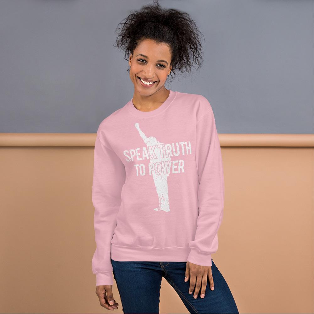 Speak Truth to Power: African American Unisex Sweatshirt by RBG Forever (Light PInk)
