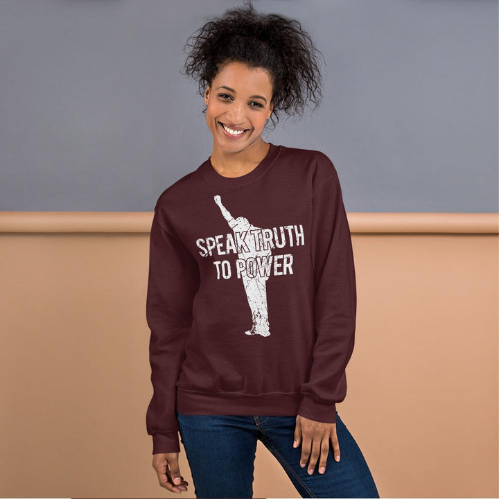 Speak Truth to Power: African American Unisex Sweatshirt by RBG Forever (Maroon)